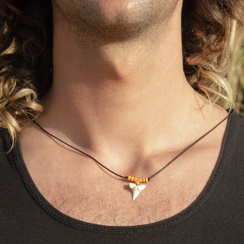Mako shark teeth necklace for sale orange c83