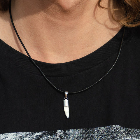 crocodile tooth pendant in silver