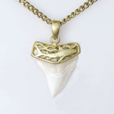 shark tooth necklace gold carved