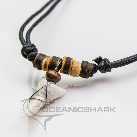 Mako shark teeth wooden beaded c106