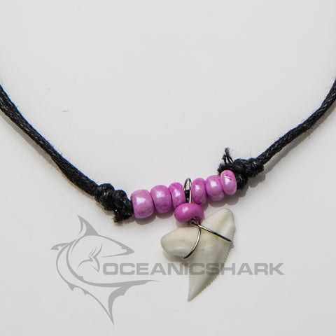 Shark teeth necklace hot pink sparkling beads c13