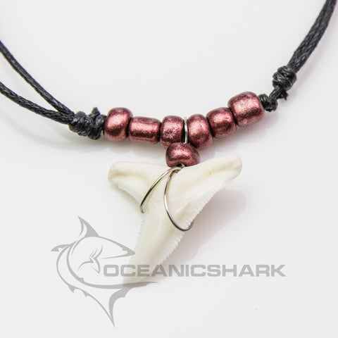 trendy fashion shark tooth necklace beaded wine color