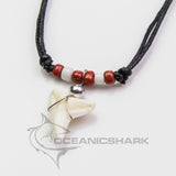Real Shark tooth cord necklace for sale red white c144