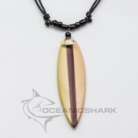 Sharks tooth surf board brown black bead stripe c165