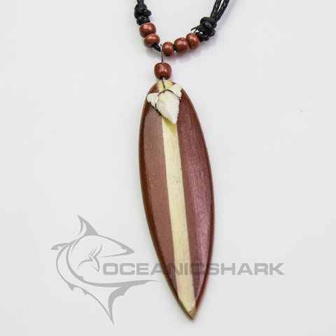 Sharks tooth surf board brown wood strip c168