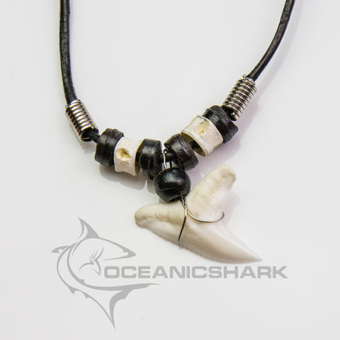 shark tooth necklace leather choker