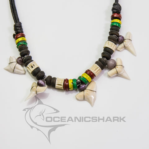 Shark tooth necklace 5x teeth boho tribal ethnic c195