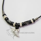 Shark tooth necklace leather choker bone star carving c207