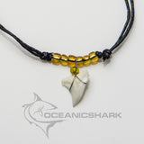 Shark teeth necklace golden amber glass colour bead c23