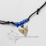 Bull shark teeth necklace electric blue neon c24