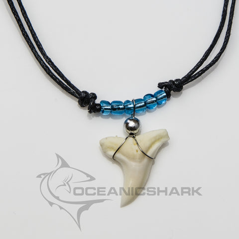 Shark teeth necklace neon aqua turquoise blue c32