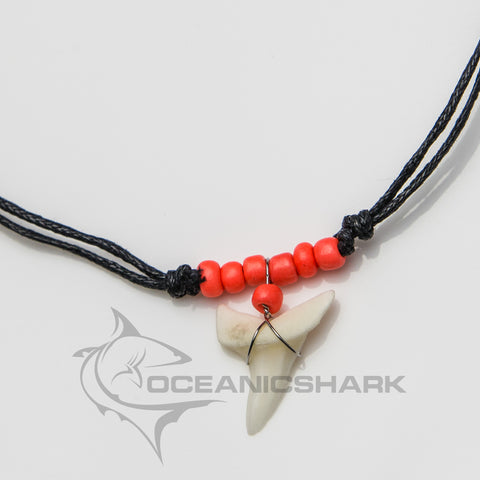 Mako shark teeth necklace for sale fluorescent orange c33