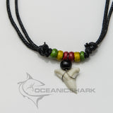 Shark teeth necklace wood jamaica rasta c37