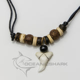 Shark teeth necklace coconut wood dark light c43
