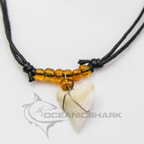 Bull shark tooth predator amber orange glass bead c62