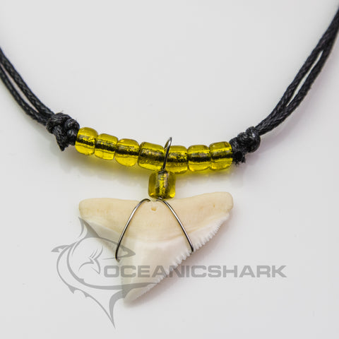 Bull shark tooth necklace sparkly yellow party favor c65