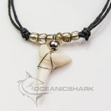 Mako shark teeth necklace chrome beaded c76