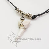Mako shark teeth necklace shiny clear metal glass bead c78