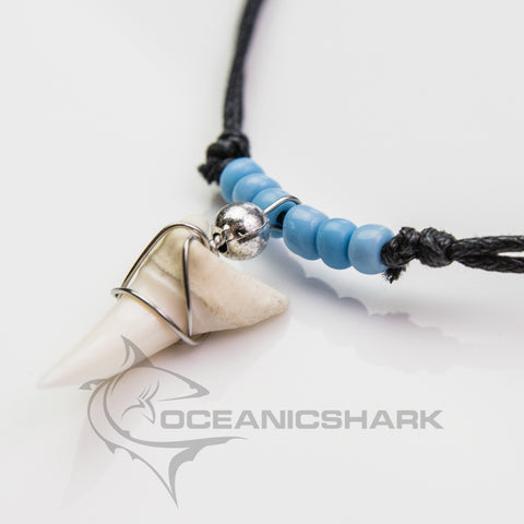 Mako shark teeth turquoise blown glass beadc79