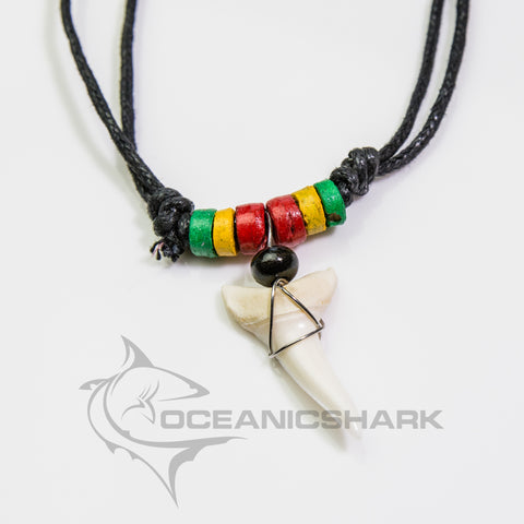 Mako shark tooth timber crafted rasta beads c97