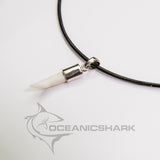 real crocodile tooth in silver on black leather cord oceanicshark
