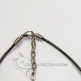 shark tooth necklace on black leather cord