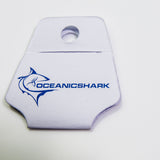 Tiger shark tooth necklace displayed on Oceanicshark jewellery tag